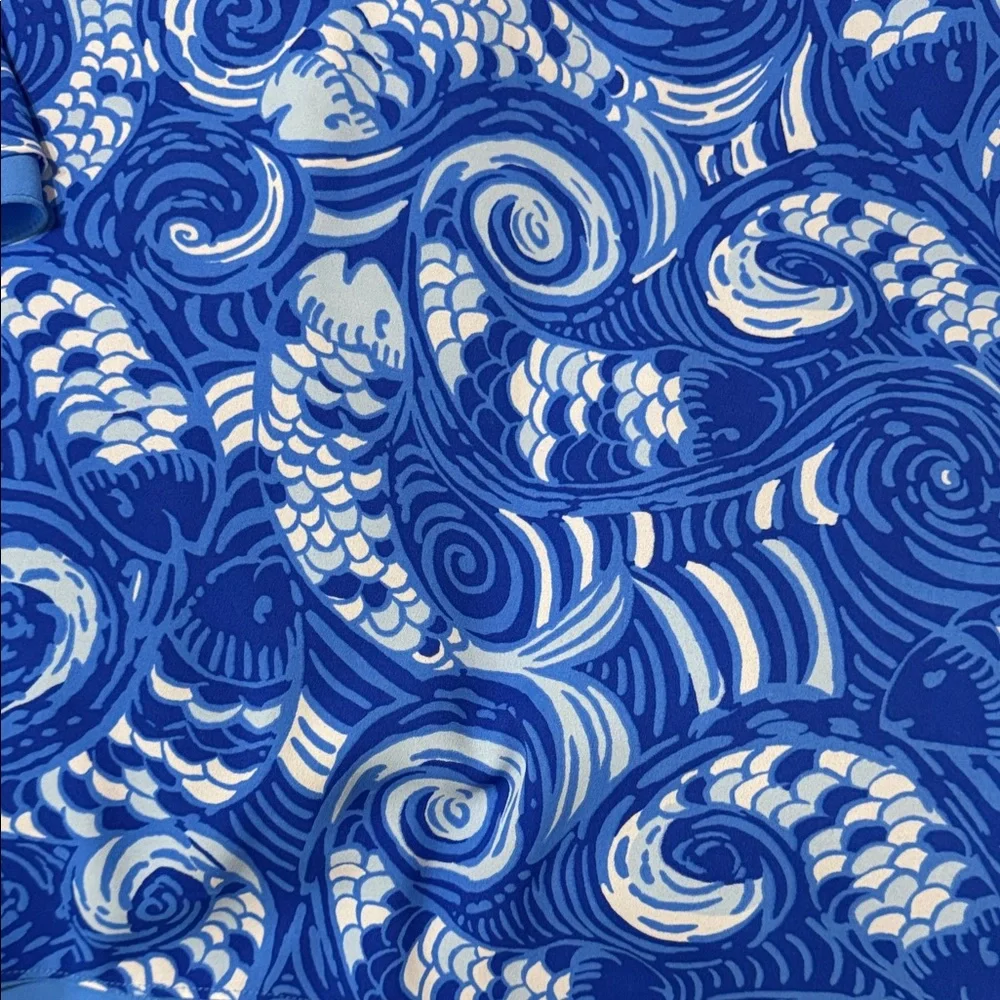 Lilly Pulitzer Blue & White Offishal Print Reversible Blouse NEW XL - Picture 4 of 14